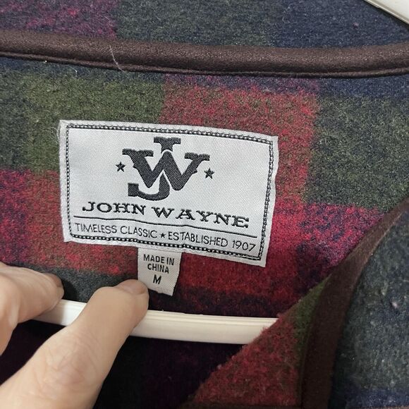 John Wayne mens 1/4 SNAP Shirt Flannel Pullover Fleece Checked sz M Western - Picture 3 of 6